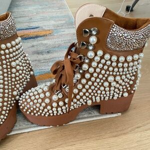 Pearl bedazzled boots
